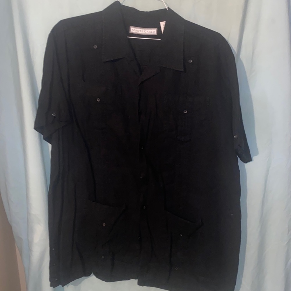 Cuban style Monte Carlo button front bowling shirt